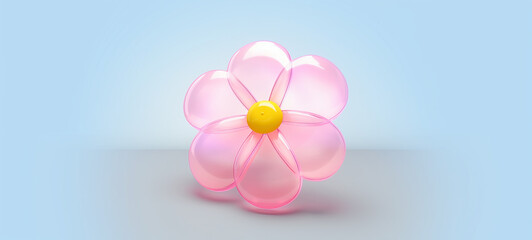 Fototapeta na wymiar Simple Translucent Blow Up Flower: Minimal Inflatable Rubber Toy for Children, Clear Bubbly Flower, Y2k 3D Flower, Blown up Inflatable Flower Ai illustration, Bright Colorful Vinyl Flowers Clear Vinyl