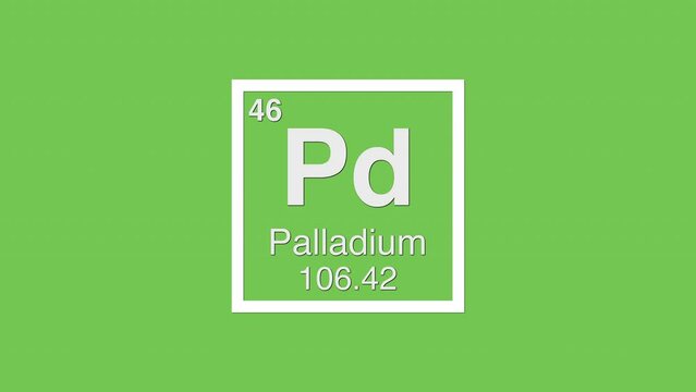 46 palladium pd white title element graphic periodic table chroma green screen.