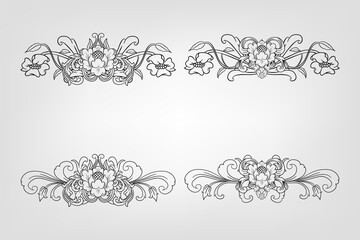 Classical Baroque Filigree Decoration Ornament Vintage Floral Border Style Antique Art Retro