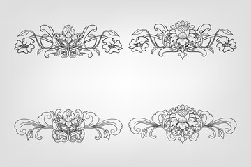 Classical Baroque Filigree Decoration Ornament Vintage Floral Border Style Antique Art Retro