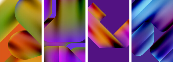 Set of abstract geometric posters. Abstract backgrounds for wallpaper, business card, cover, poster, banner, brochure, header, website