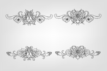 Classical Baroque Filigree Decoration Ornament Vintage Floral Border Style Antique Art Retro