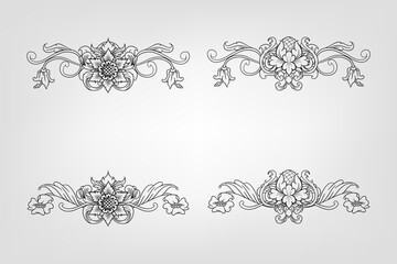 Classical Baroque Filigree Decoration Ornament Vintage Floral Border Style Antique Art Retro