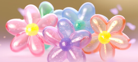 Simple Translucent Blow Up Flowers, Stars, and Bubbles: Minimal Inflatable Rubber Toy for Children, inflatable star, inflatable flower, inflatable bubble, bubbly clear plastic blow up, blow up star