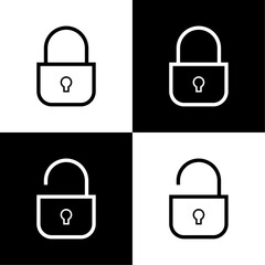 black and white lock unlock icon vector design