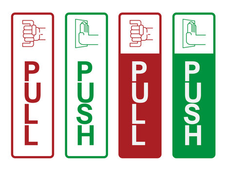Pull and push the door sign. vector illustration.