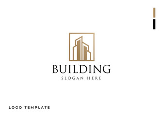 Luxury and minimalist building logo with gold color design template