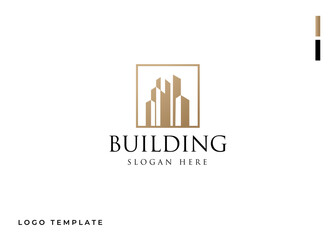 Luxury and minimalist building logo with gold color design template