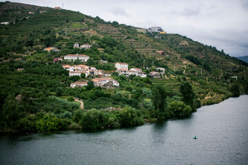 Fototapeta na wymiar A view of the river in the Douro Valley, Portugal.