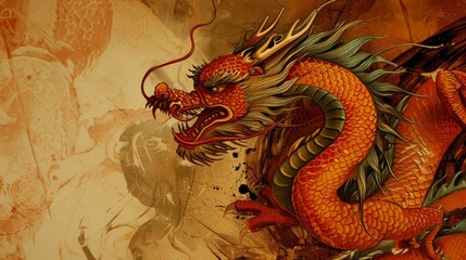 chinese dragon statue sketch new year dragons china painting digital origami