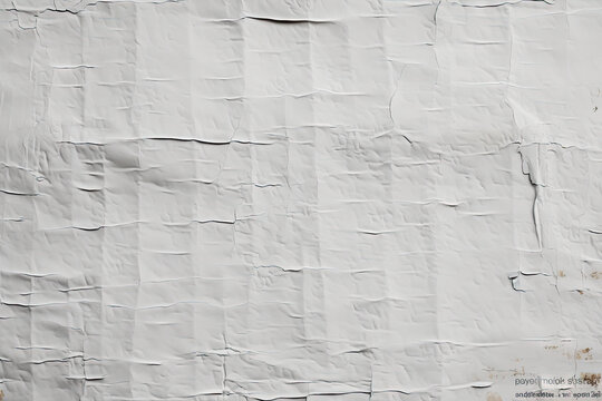 crumpled paper texture background, White wheatpaste street poster style texture background