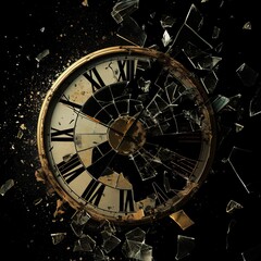 Smashed clock, ancient clock, wall clock alarm clock breaking, broken clock
