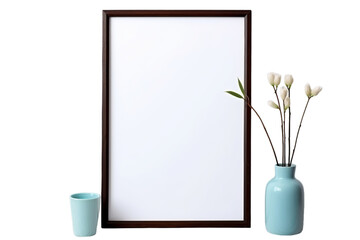 mock up empty black poster frame of white, Isolated on transparent PNG background, Generative ai