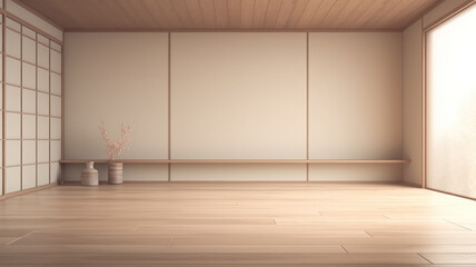 Obraz premium Empty room,Clean japanese minimalist room interior