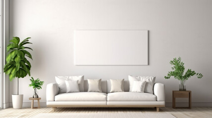 Modern, white minimalist interior. Modern interior design for posters in the living room