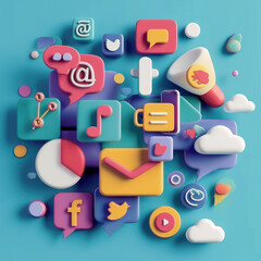 Abstract ,social, media,technology ,modern, trendy, color, icons