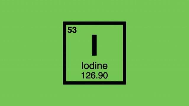 53 iodine i black title element graphic periodic table chroma green screen