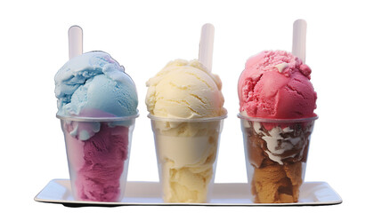 Photo different flavors of ice crea, Isolated on transparent PNG background, Generative ai - obrazy, fototapety, plakaty