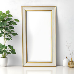 Blank photo frame in living room interior design for photo mockup, Blank Photo photo frame photo for mockup design