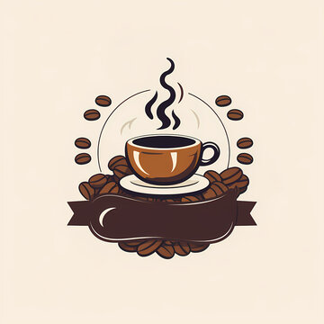 design logo with cup of coffee and beans