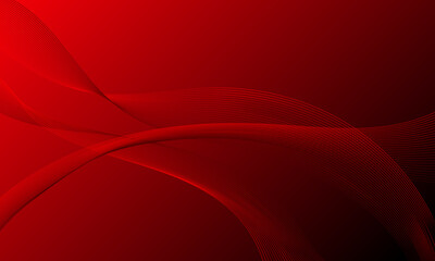 red smooth lines wave curves on gradient abstract background - obrazy, fototapety, plakaty