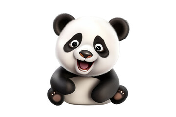 3d panda without background, Isolated on transparent PNG background, Generative ai