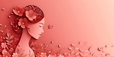 A cute woman with a floral background, perfect for celebrating Woman's Day or as a banner for various events.