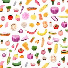 seamless pattern with fruits and vegetables