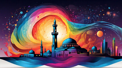 Background Mosque Eid Mubarak Design Art