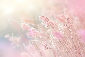 An ethereal display of delicate flowers in a dreamy pastel setting evokes a sense of calm and serenity