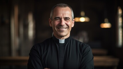 Obraz premium Friendly Catholic priest. Religion and culture.