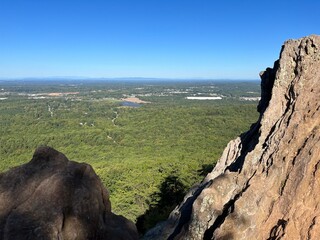 View from the top of Crowders mountain looking towards Charlotte, North Carolina. 