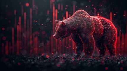 Downward Trend. stock bear market red Downward trend charts on the investment trading pessimistic expectations, bear, stock, down, recession, crisis, investment, chart, generative ai - obrazy, fototapety, plakaty