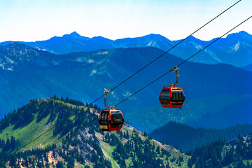 Red Gondolas Green Mountains Crystal Mountain Pierce County Washington