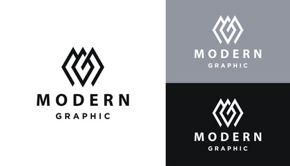 Initial Letter MG G M GM Monogram with Modern Geometric Line Art Logo Design