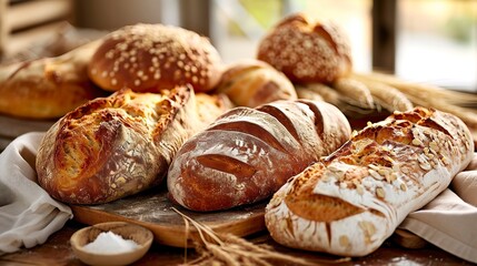 Obraz na płótnie Canvas Assorted Artisan Breads Celebrating Baking Craftsmanship