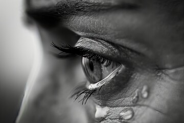 Obraz premium black and white portrait of a Woman Crying