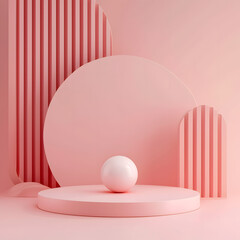 Podium for Produkt presentation. Background for product mockup. Minimal abstract pink rosa background.