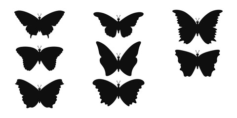 Fototapeta premium Set of butterfly silhouettes. Vector simple set of symmetrical black butterflies.