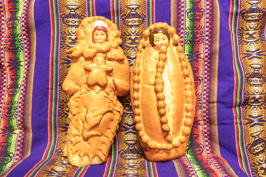 image of a human face made of bread, as an Aymara cultural manifestation