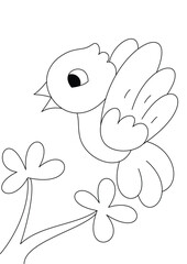 vector of a cute cartoon bird in black and white coloring pages