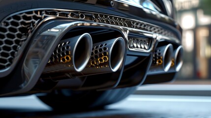 A tight shot of a heavily modified exhaust system featuring a unique and aggressive sound that sets...