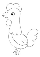 vector of a cute cartoon chicken in black and white coloring pages