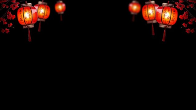 Chinese lantern lights swing against a transparent background. perfect for Chinese New Year celebrations in February