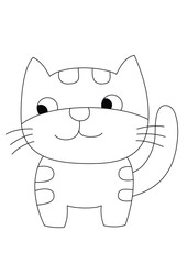 vector of a cute cartoon Cat in black and white coloring pages