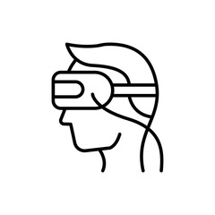 VR headset outline icons, minimalist vector illustration ,simple transparent graphic element .Isolated on white background