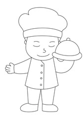 vector of a cute cartoon Chef in black and white coloring pages