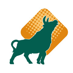 Silhouette of a wild buffalo animal. Silhouette of a wild bison animal.