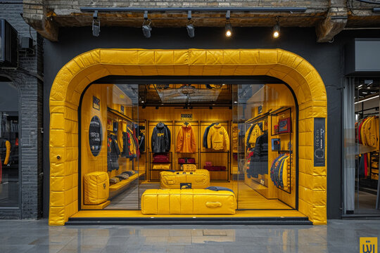 black and yellow pop up boutique modern fachion