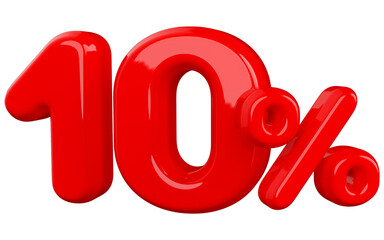 10 percentage off sale discount red number 3d render
